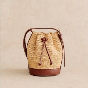 Sezane raffia mini farrow bucket bag